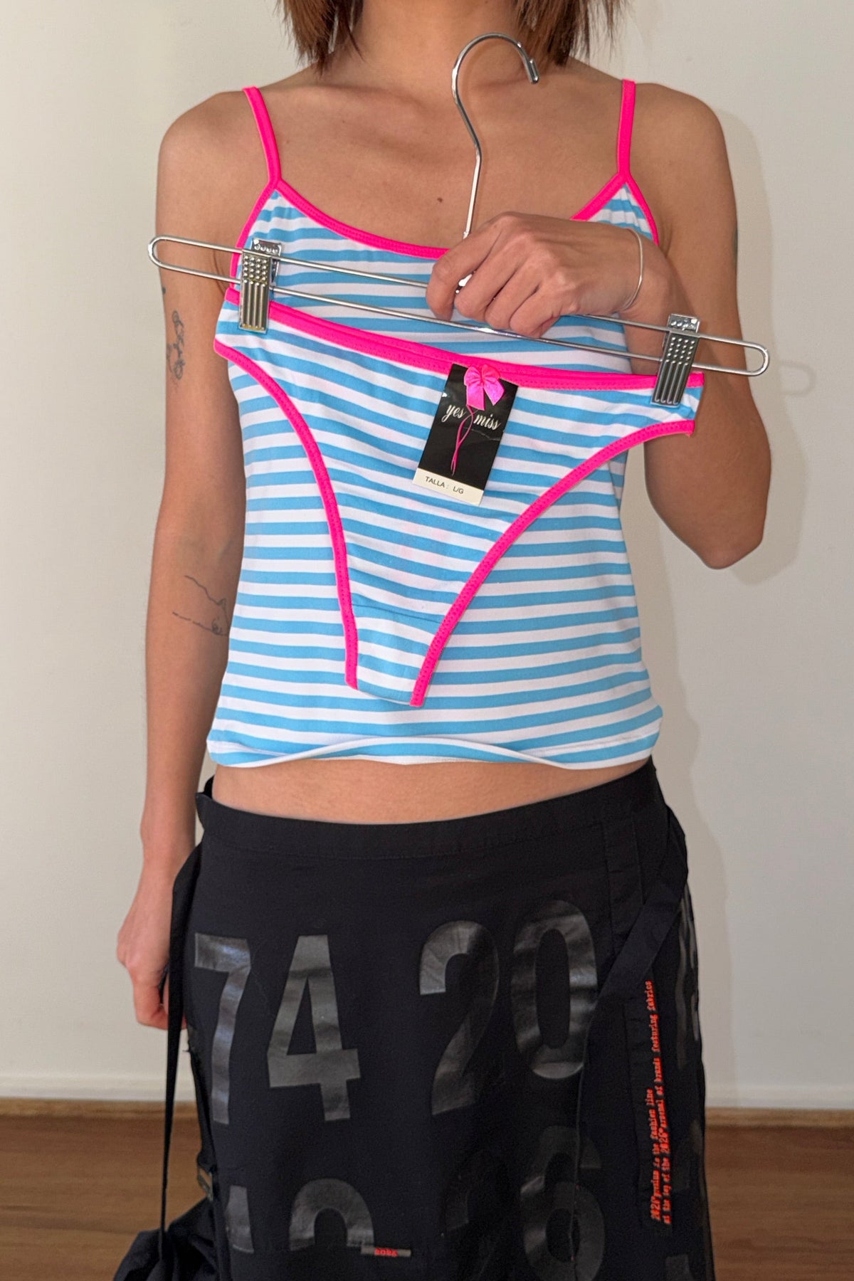 Yes Miss Striped Cami & Thong Set