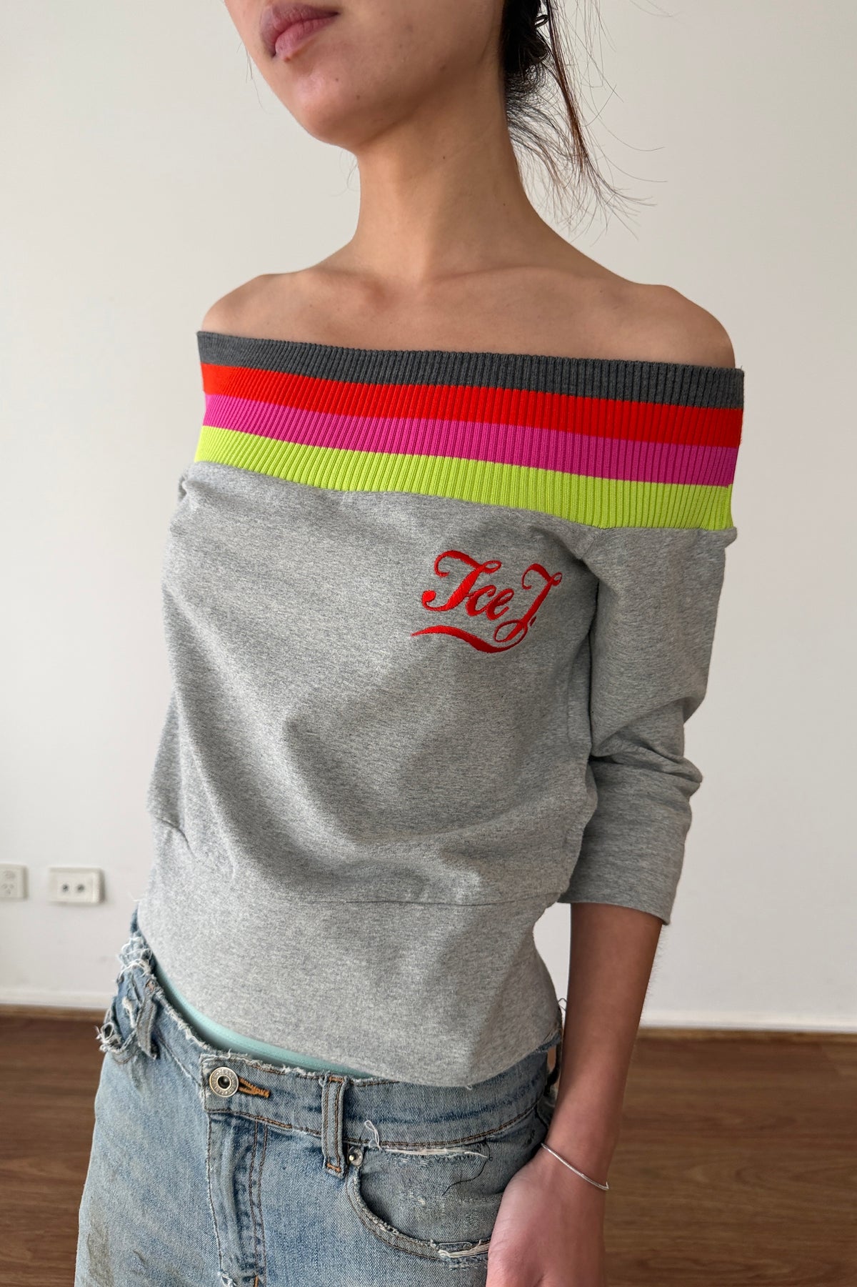 Gilmar "Ice J." Off-Shoulder Sweatshirt