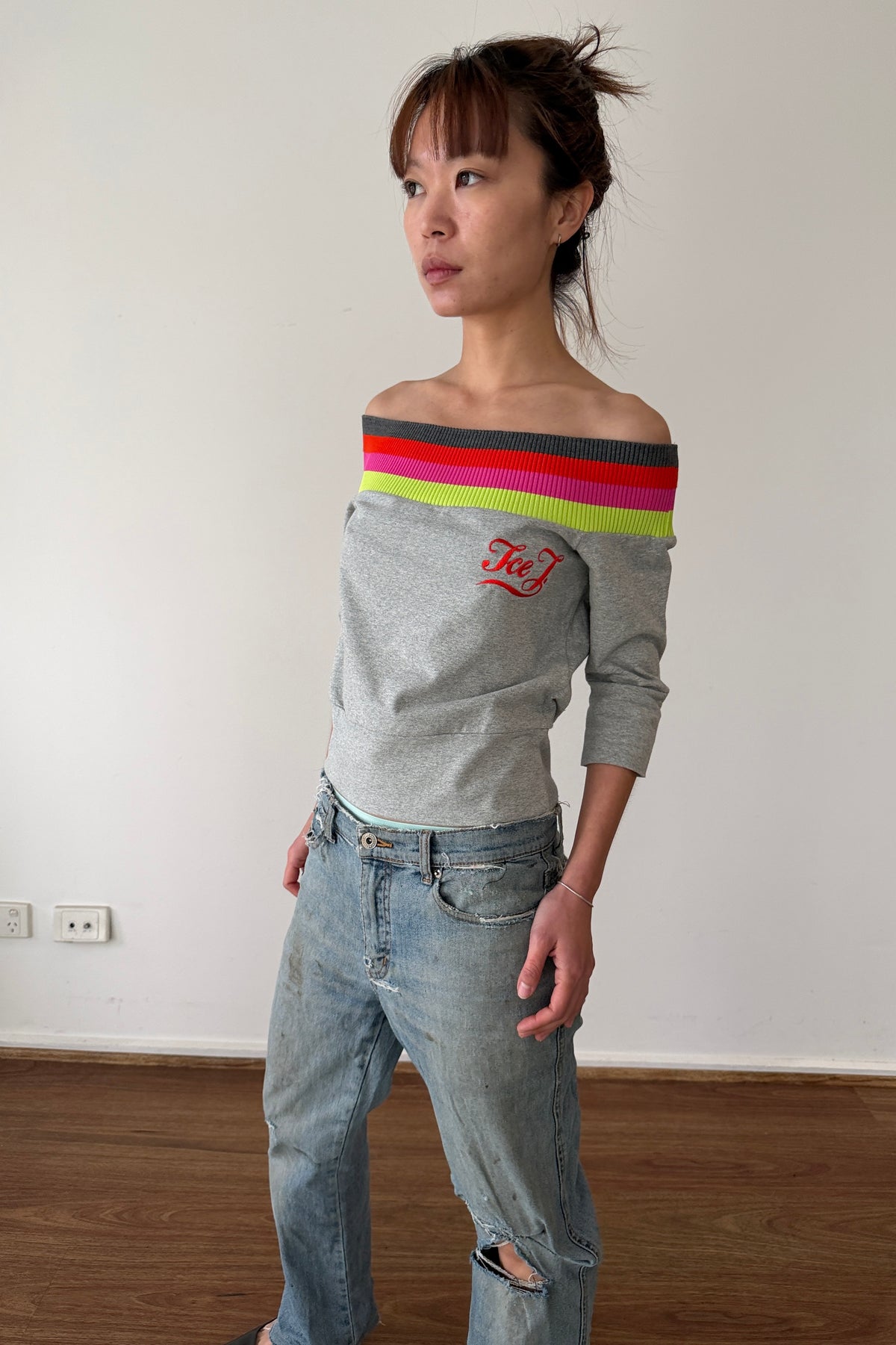 Gilmar "Ice J." Off-Shoulder Sweatshirt