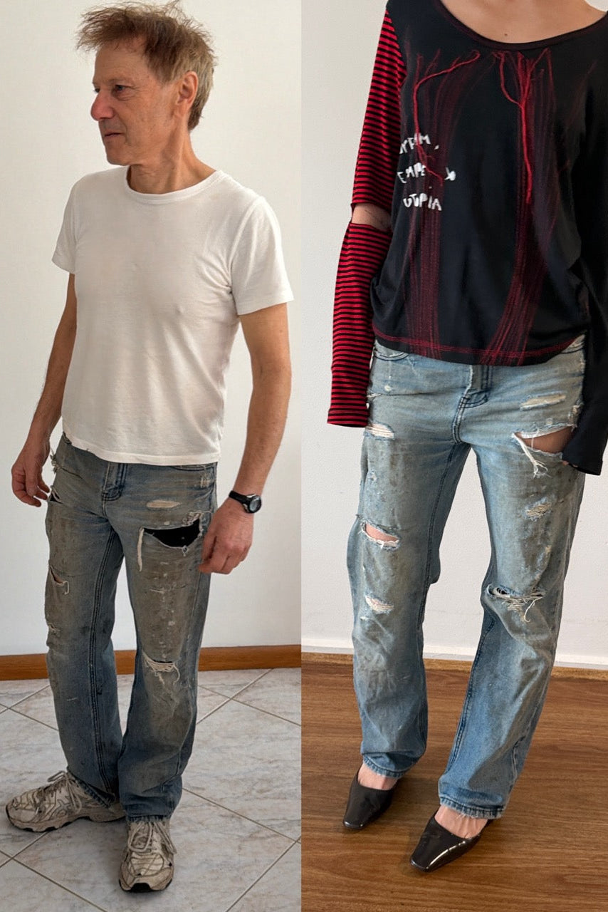 Piping Hot Distressed Denim Jeans - Sam's Jeans No. 1