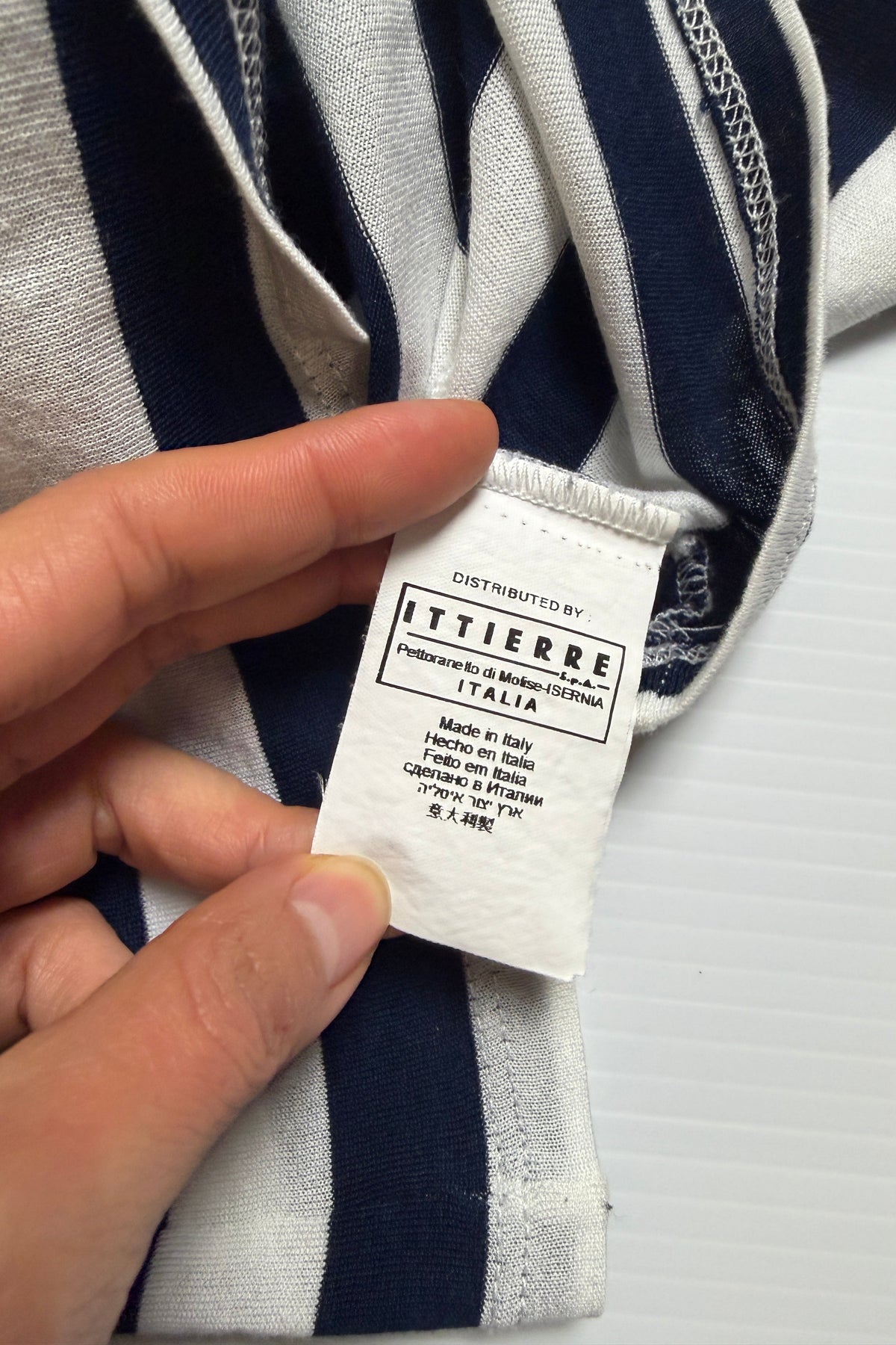 GF Ferré Striped Graphic Tee - "I want to live my life, not record it" M